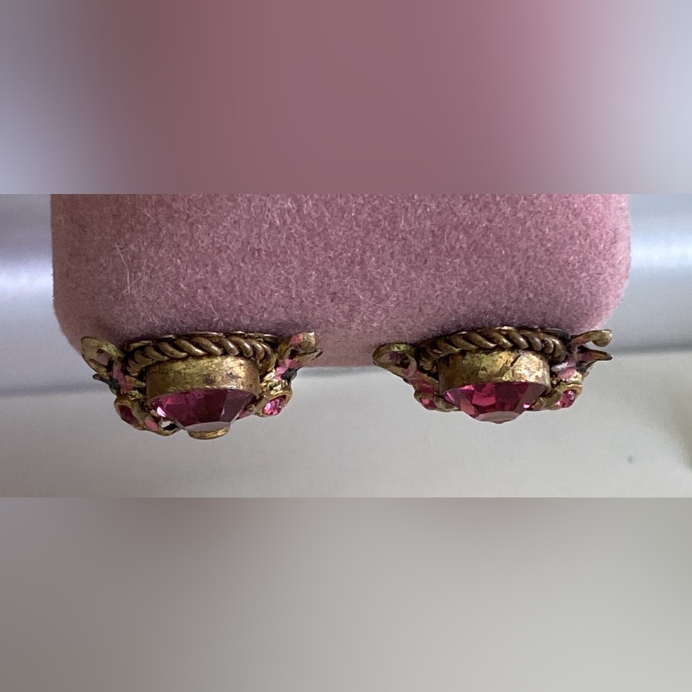 Antique ‘CZECHOSLOV’ Signed 1920’s Crystal Enamelled Earrings - Picture 11 of 12